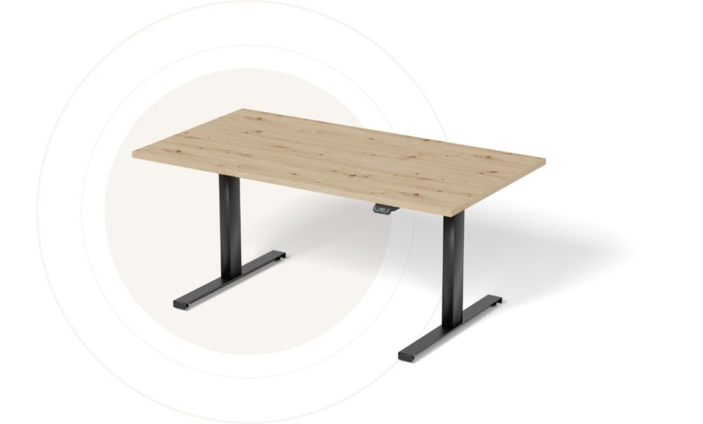 Der moderne höhenverstellbare Schreibtisch von Holzplatte Online